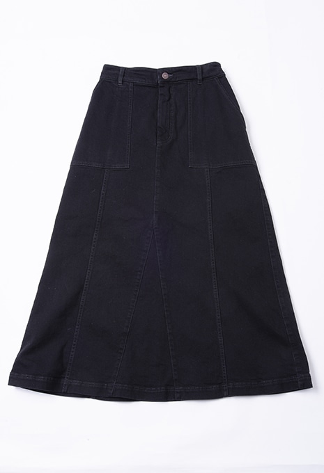 Black denim panel fade skirt