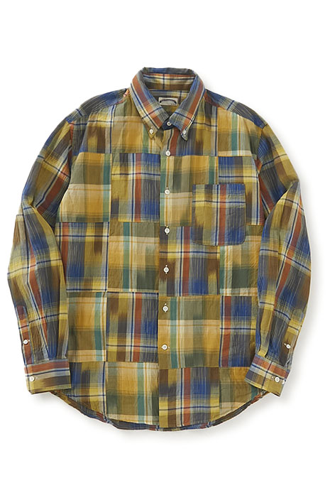 Ikat patchwork button-down shirt