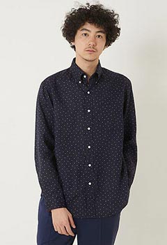 Linen dot button down shirt