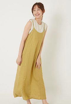 lyocell ramie back button camisole dress
