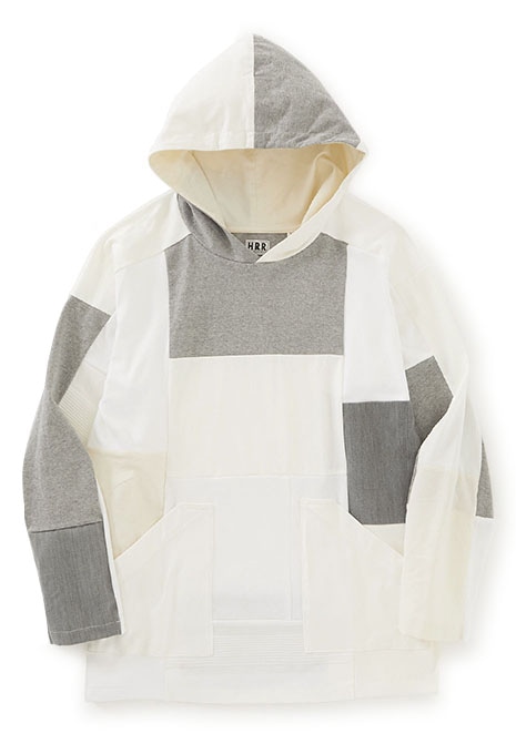 HRR cut-and-sew patchwork hooded T-shirts