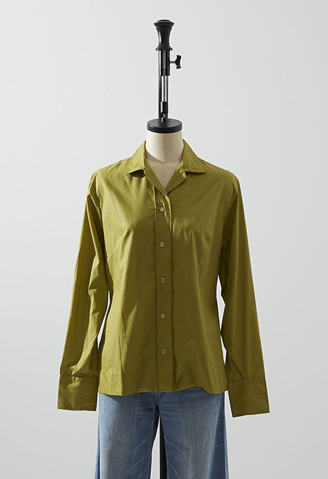 DEADSTOCK H BAR C POLY RAYON WESTERN SHIRT GREEN