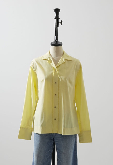 DEADSTOCK H BAR C POLY RAYON WESTERN SHIRT LT YELLOW