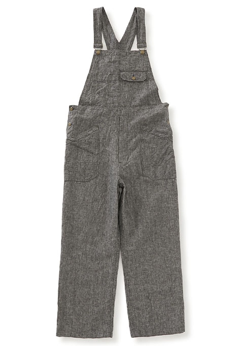 Linen chambray low back overalls