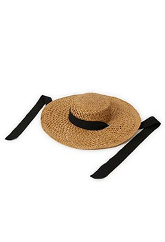 Long ribbon straw hat