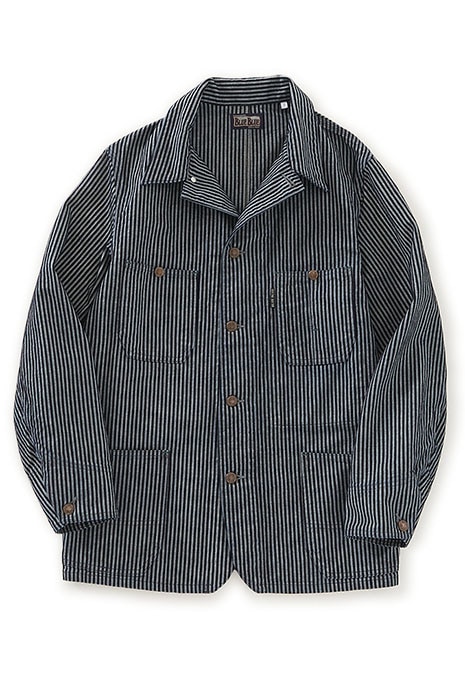 Striped weave hickory chore coat jacket