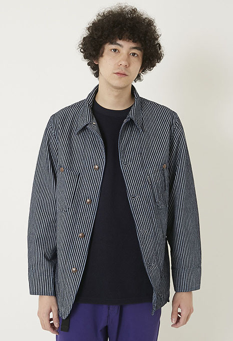 Striped weave hickory chore coat jacket