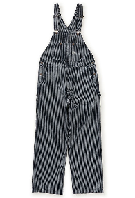 Striped weave hickory overalls