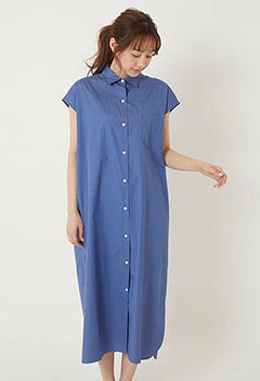 LENO French sleeve open front dress