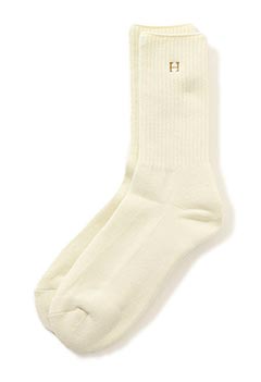 H Embroidery Pile Crew Socks