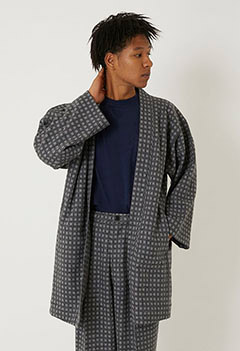 ● Compressed Wool Koushigara Haori Jacket (M / GRAY)