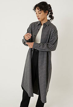 ● Compressed Wool Koushigara Overshirt Dress (S / GRAY)