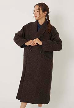 Yamamichi Robbing Tweed Coat Women's (XS / BROWN)