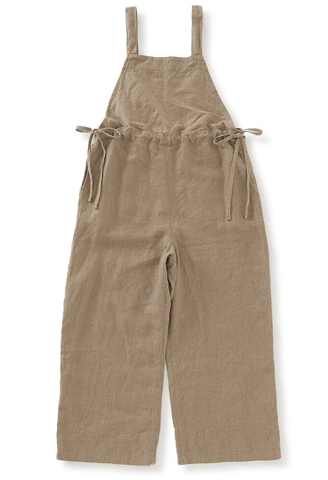 Brushed linen shirring overalls women's