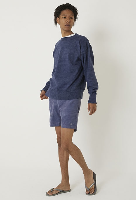 Blue Blue ニット セーター リサイクルコットン スウェットライク ガンジーニット