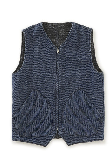 Indigo herringbone Reversible Vest