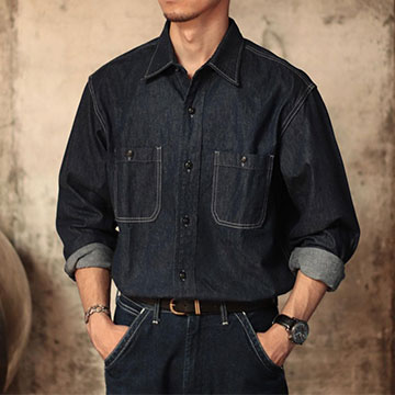 Une chemise en jean basique simple et utilisable longtemps BLUE BLUE