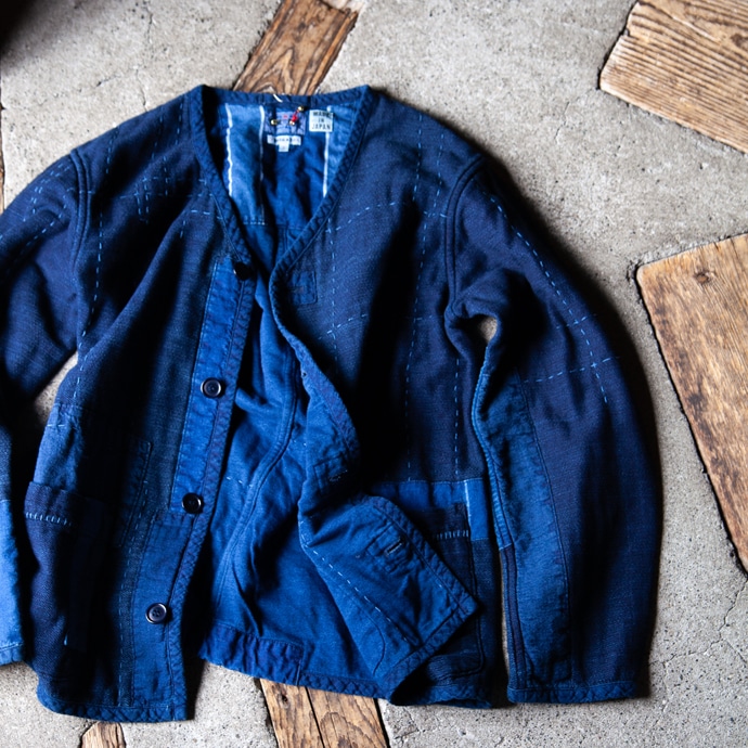 BLUE BLUE JAPAN Indigo mesh nenrin patchwork jacket