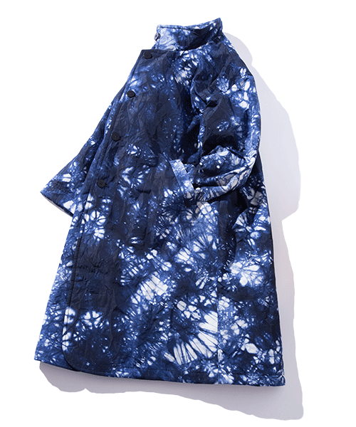 BLUE BLUE JAPAN カゴゾメナイロンオックス オリエンタルロングコート ウイメンズ