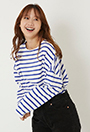 BLUE BLUE Basque horizontal stripe Relax Long Sleeve Shirt Women's