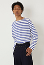 BLUE BLUE Basque horizontal stripe pocket long sleeve shirt