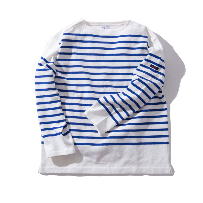 Yonetomi x BLUE BLUE Wave Cotton Panel horizontal stripe Basque Sweater