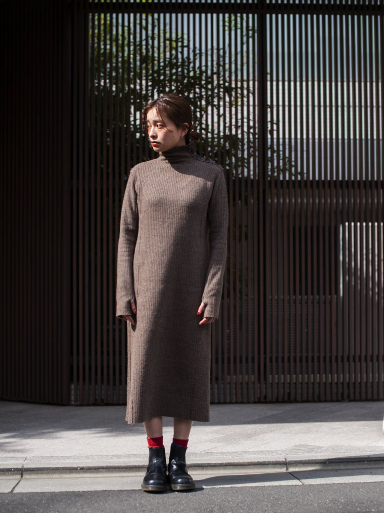 リサイクルドウール ボトルネックワンピース