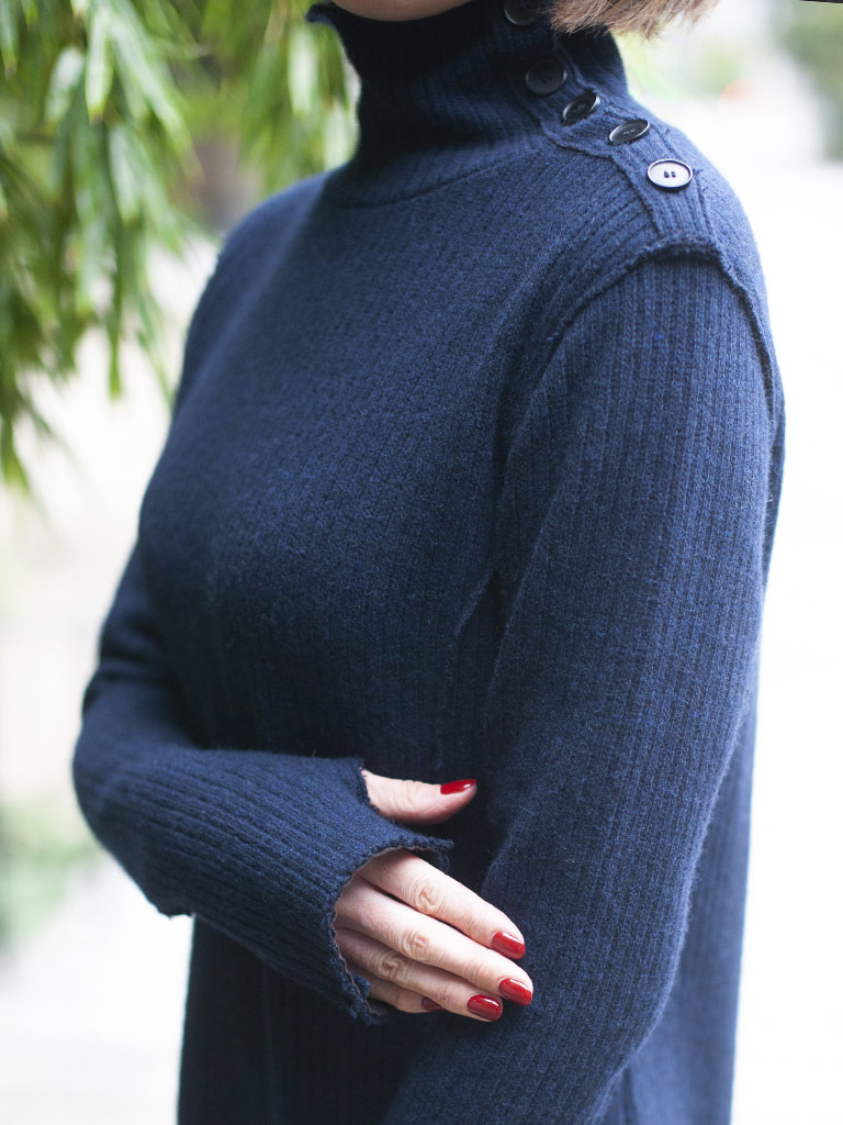 リサイクルドウール ボトルネックワンピース