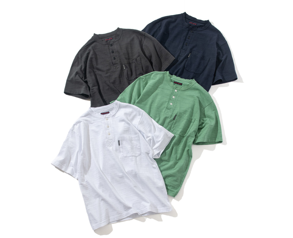ヘビースラブテンジク ヘンリーネックポケットＴシャツ | BLUE BLUE | ブルーブルー