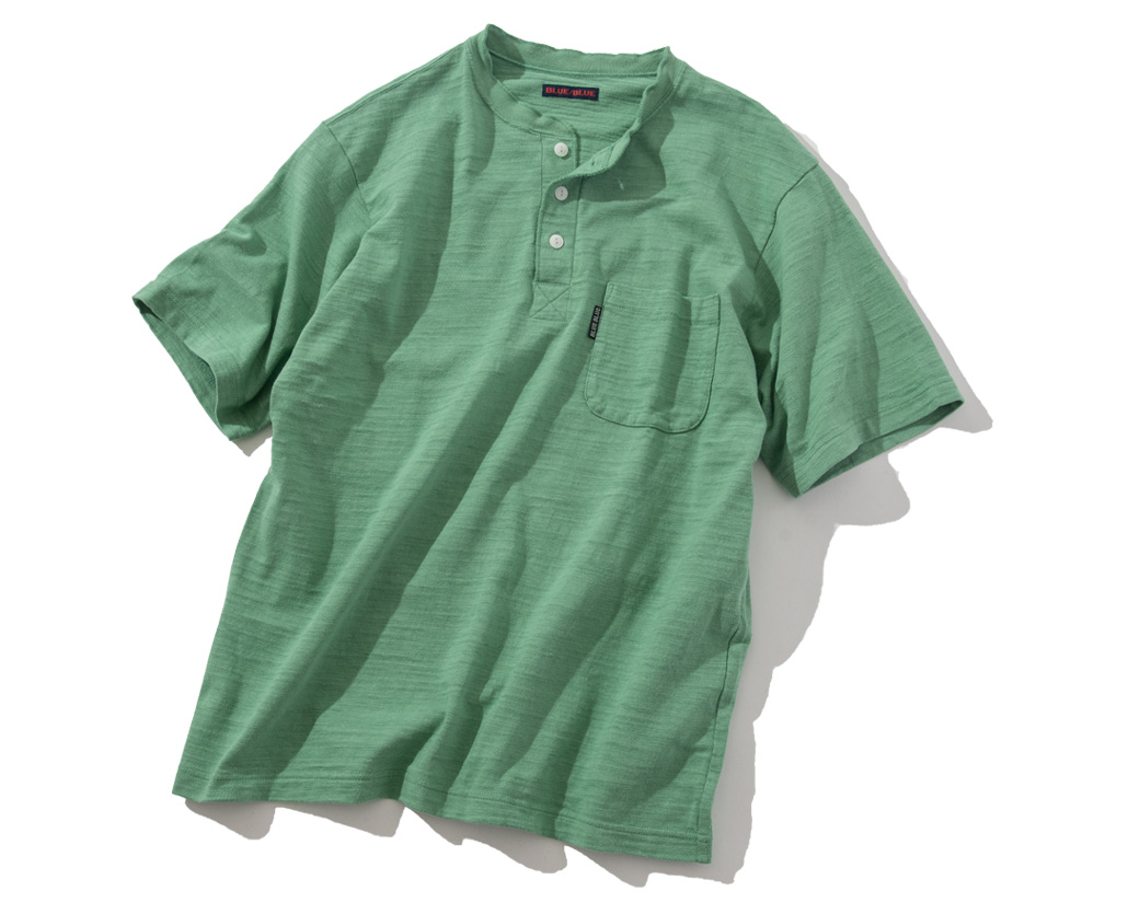 ヘビースラブテンジク ヘンリーネックポケットＴシャツ | BLUE BLUE | ブルーブルー