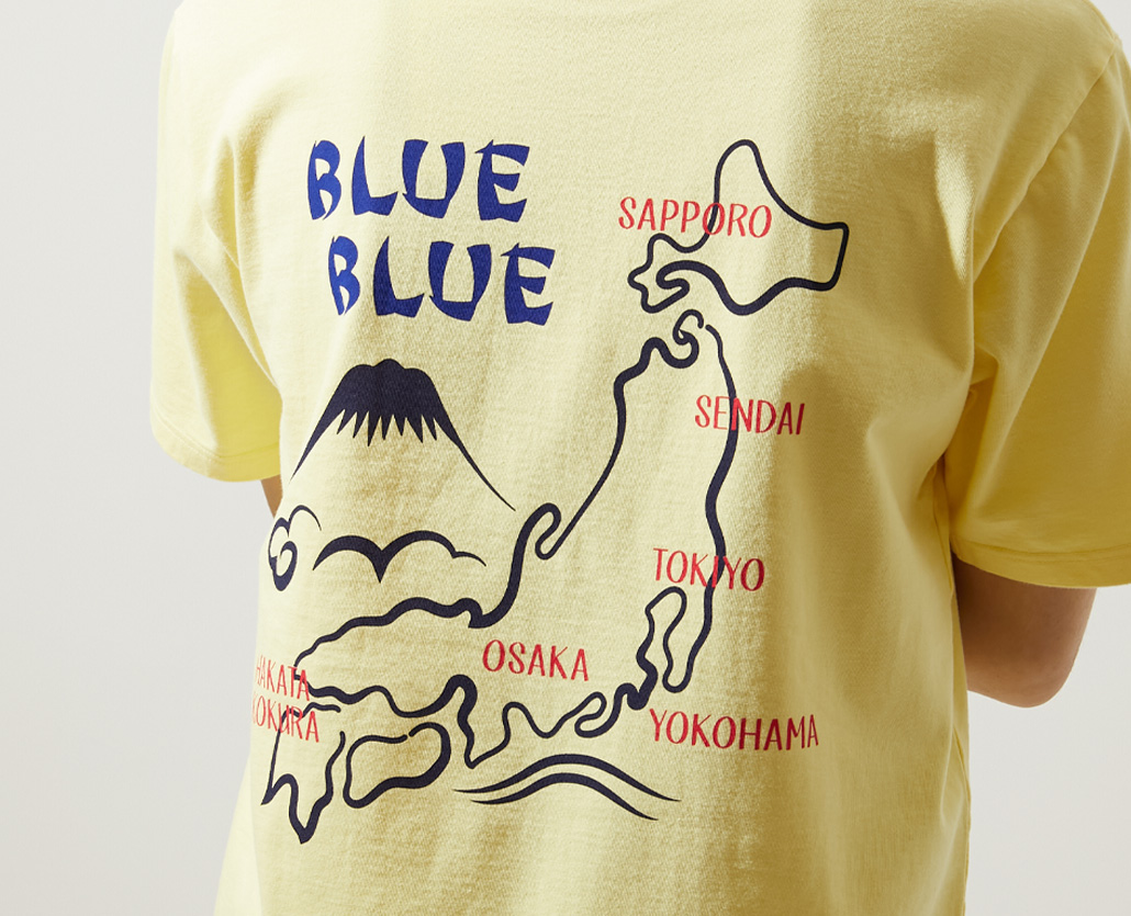 ヘビーテンジク SOUVENIR プリントショートスリーブポケットTシャツ | BLUE BLUE | ブルーブルー