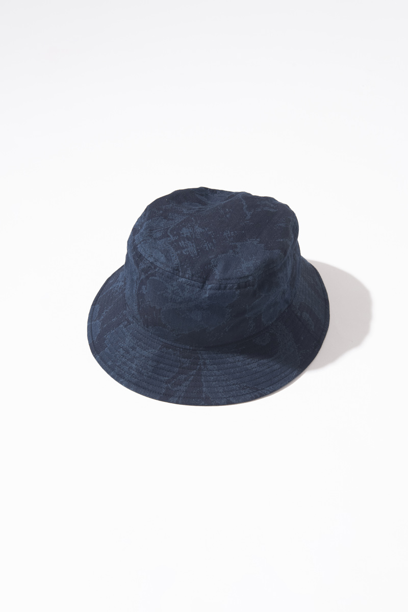 インディゴナイロンサテン ツジガハナバケットハット