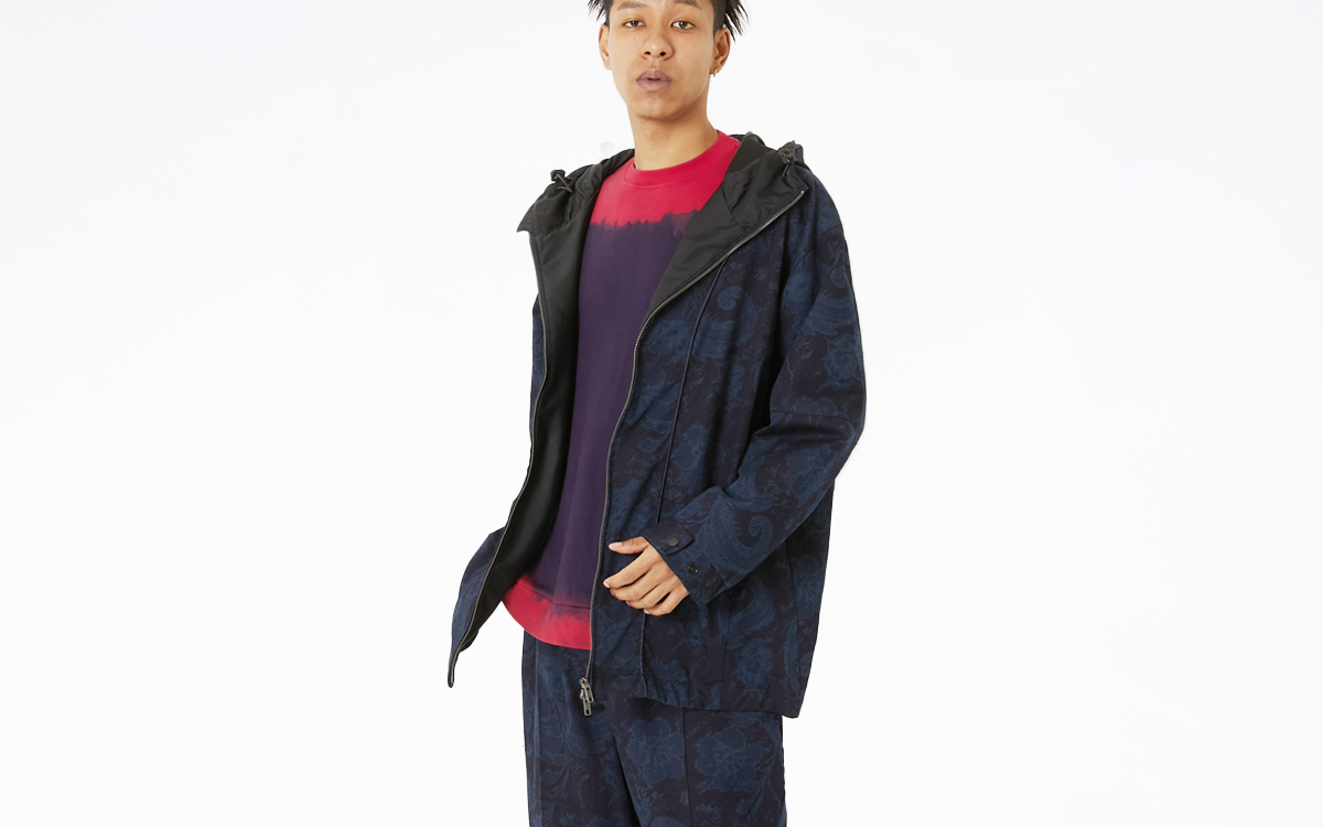 インディゴナイロンサテンツジガハナ フィールドパーカ