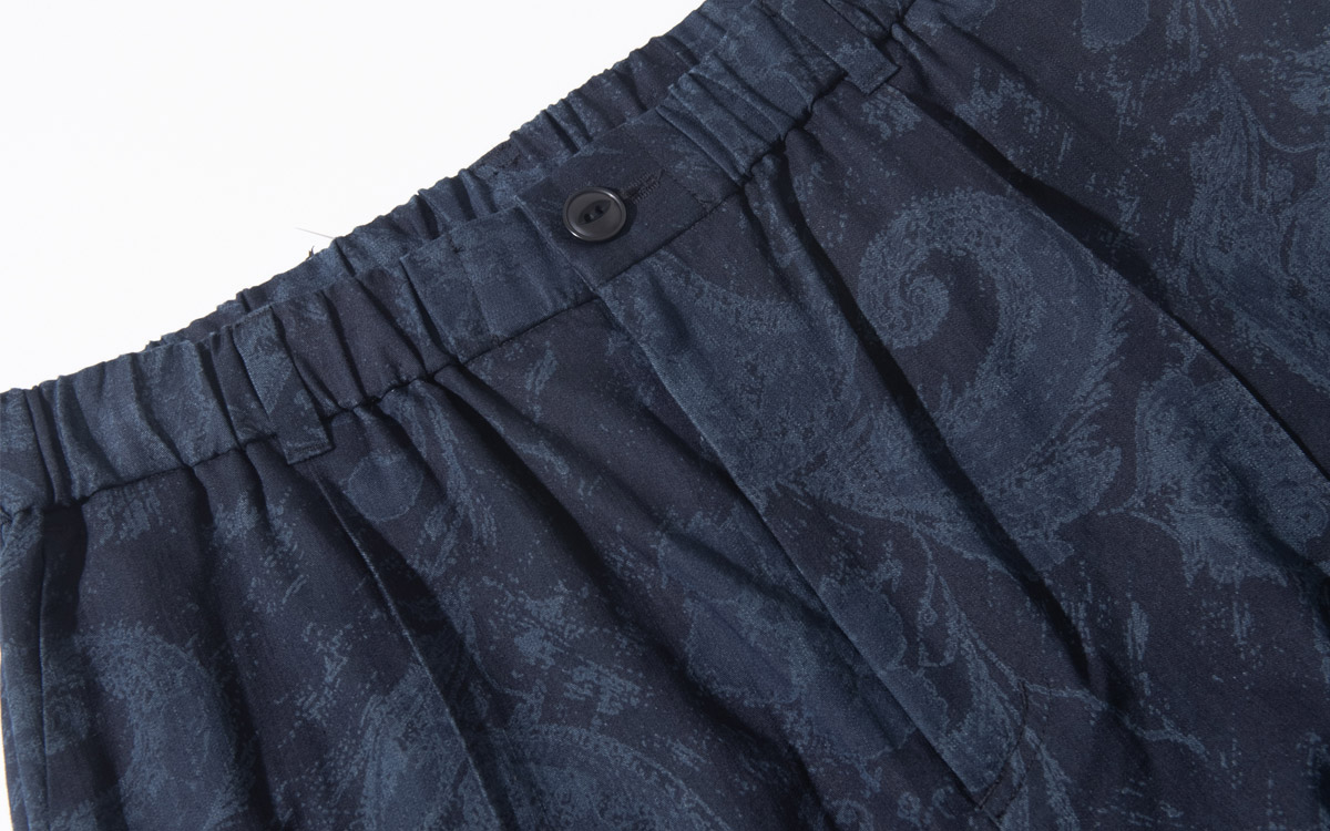 インディゴナイロンサテン ツジガハナドローパンツ