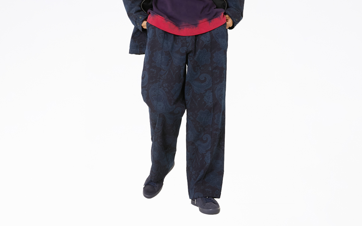 インディゴナイロンサテン ツジガハナドローパンツ