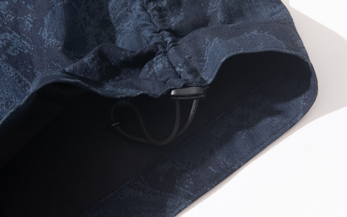 インディゴナイロンサテンツジガハナ ギャザースカート