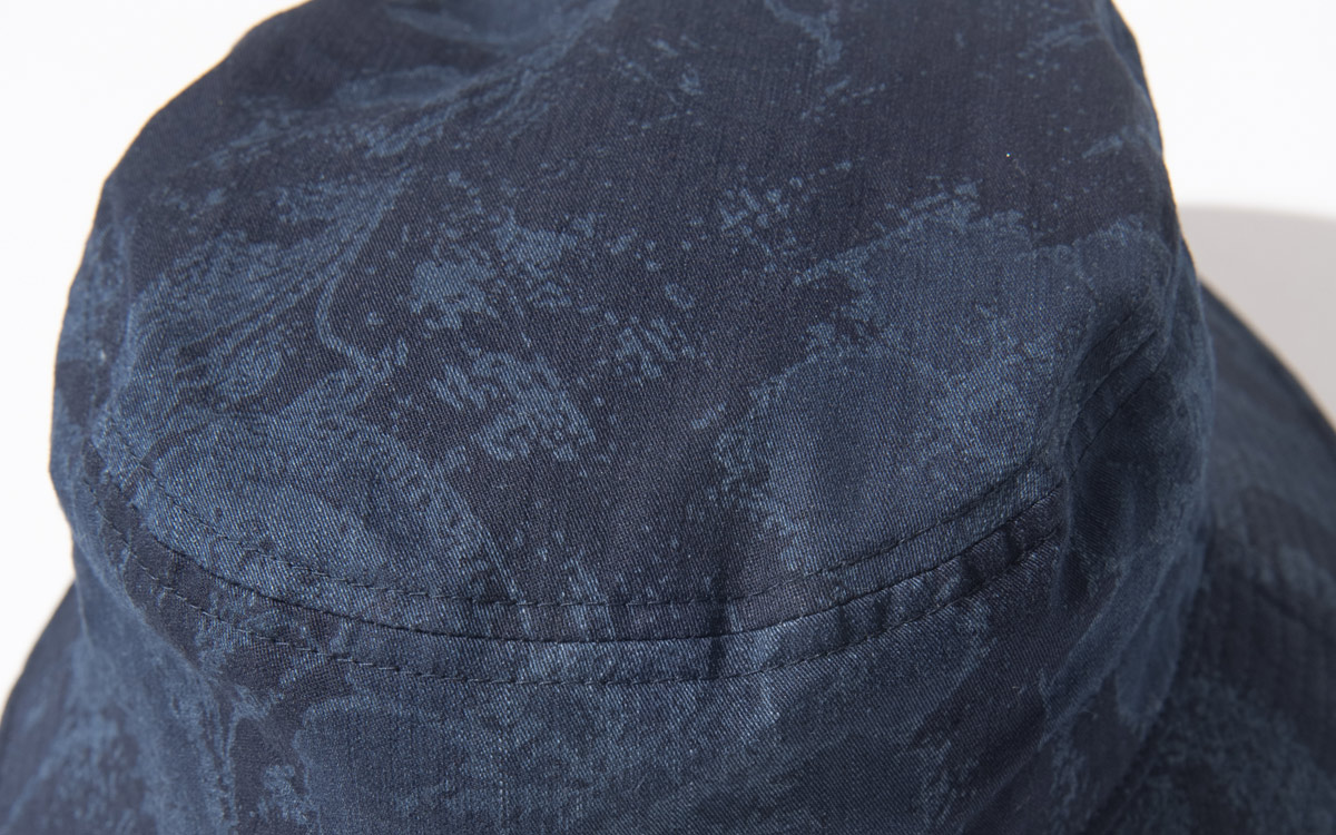 インディゴナイロンサテン ツジガハナバケットハット