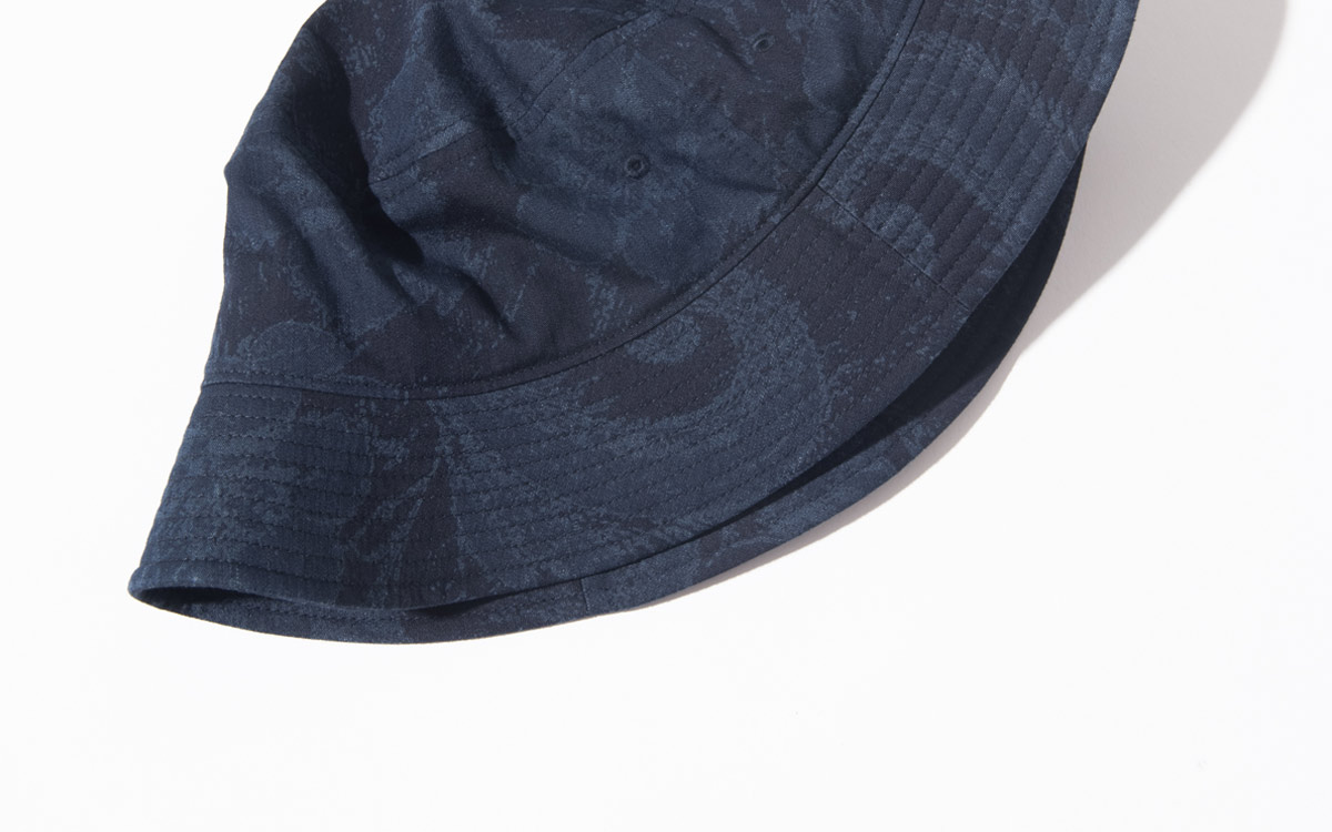 インディゴナイロンサテン ツジガハナバケットハット