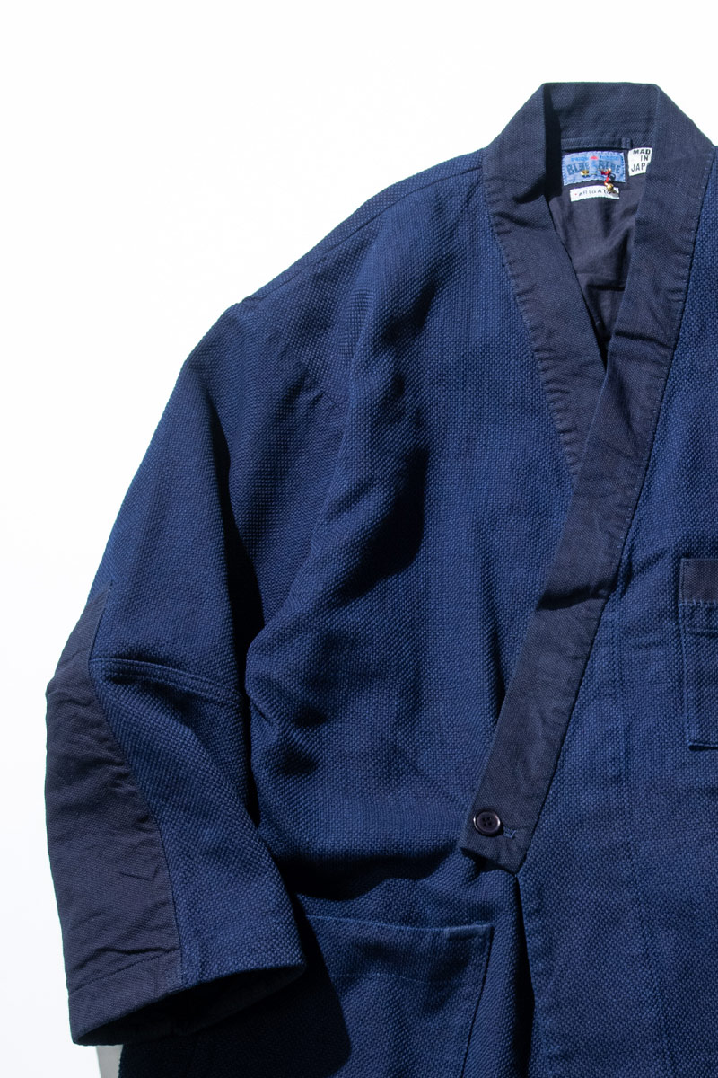 BLUE BLUE 刺し子 ノーカラー ジャケット 1 ブルーブルー インディゴ NIJYUORI SASHIKO SERIES｜BLUE BLUE JAPAN | ハリウッドランチ
