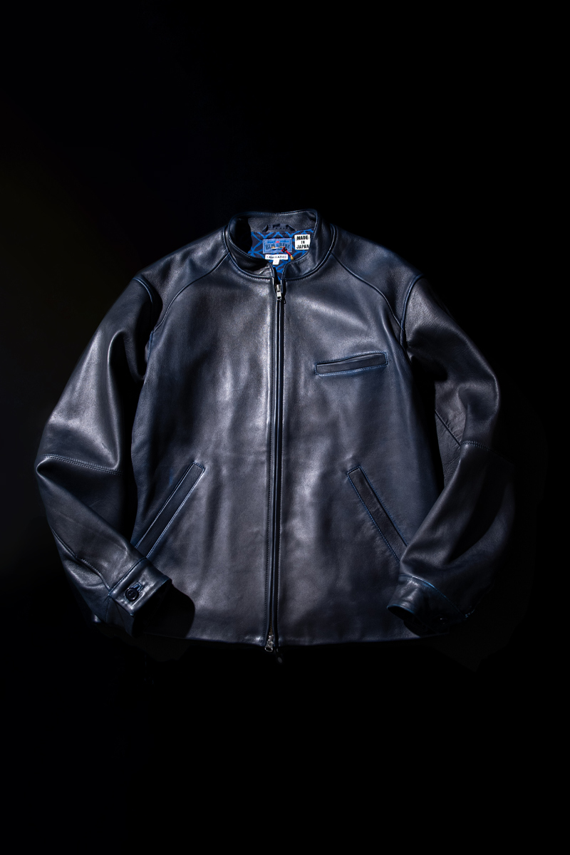 インディゴシープレザー シングルライダースジャケット