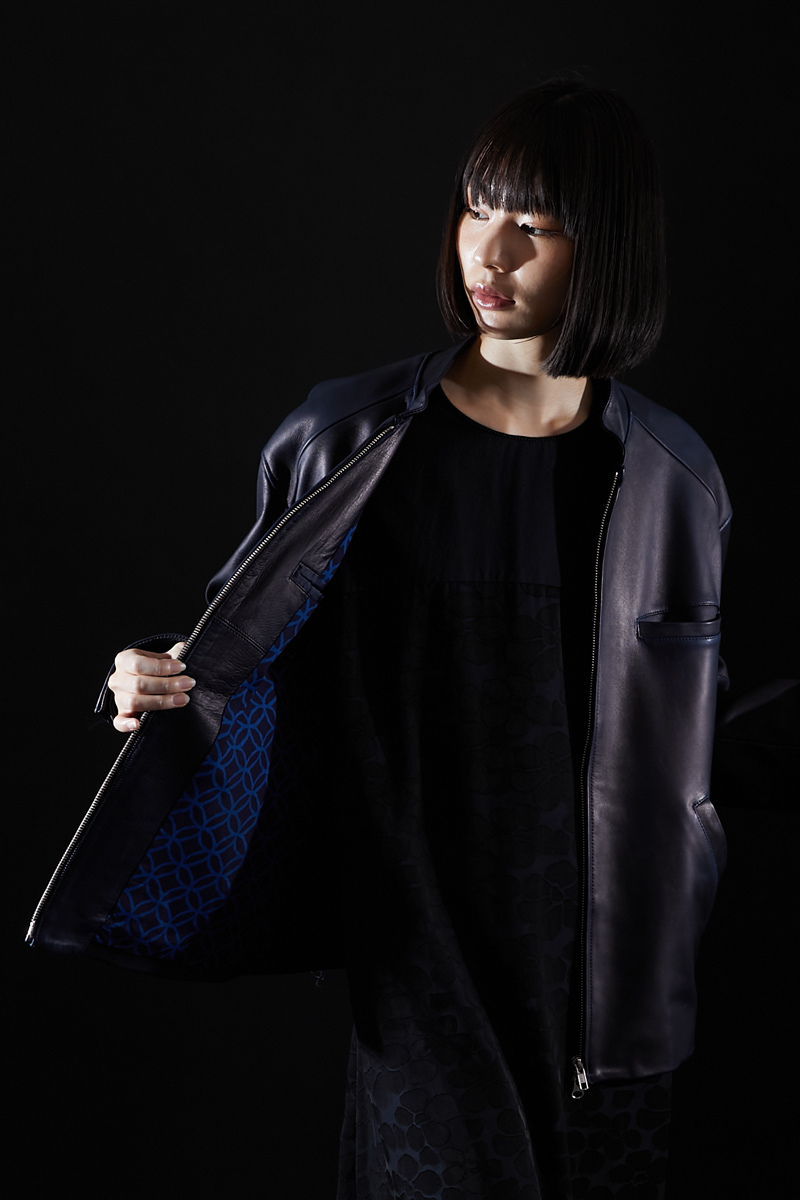 インディゴシープレザー シングルライダースジャケット