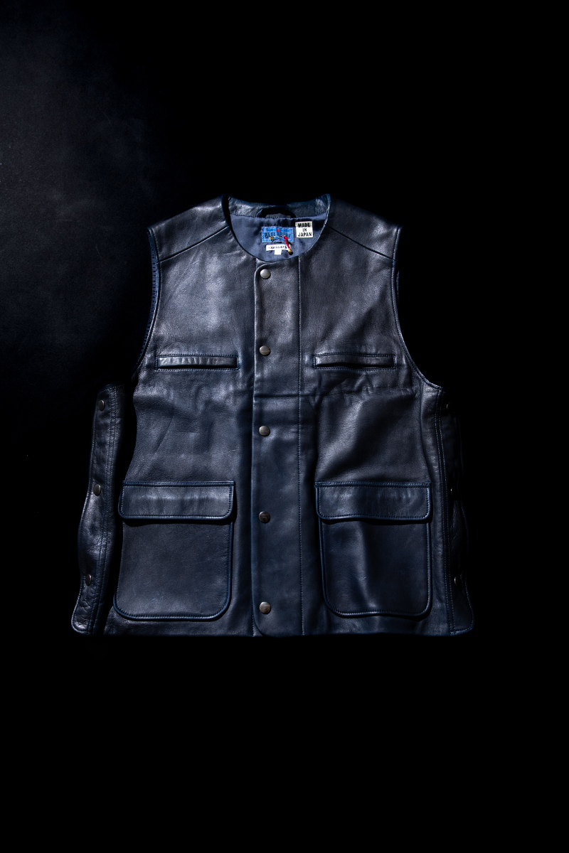 インディゴシープレザーベスト