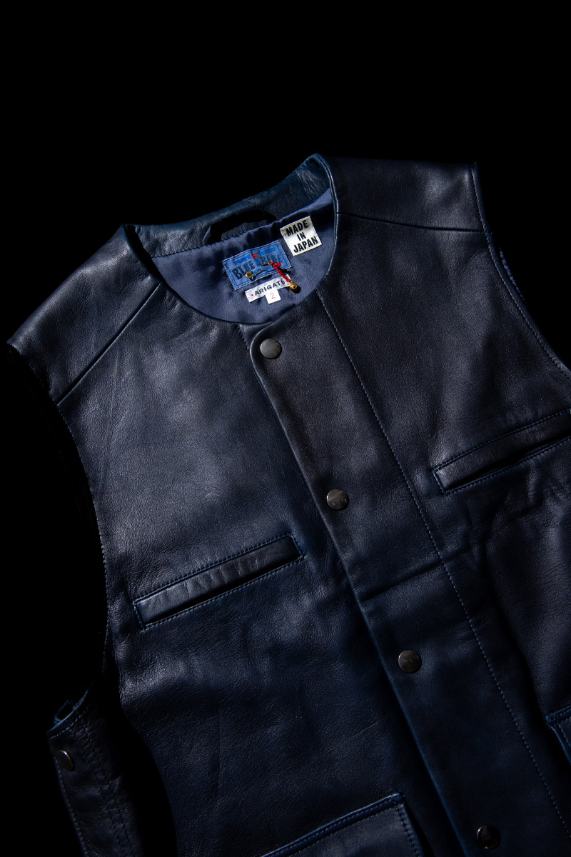 インディゴシープレザーベスト