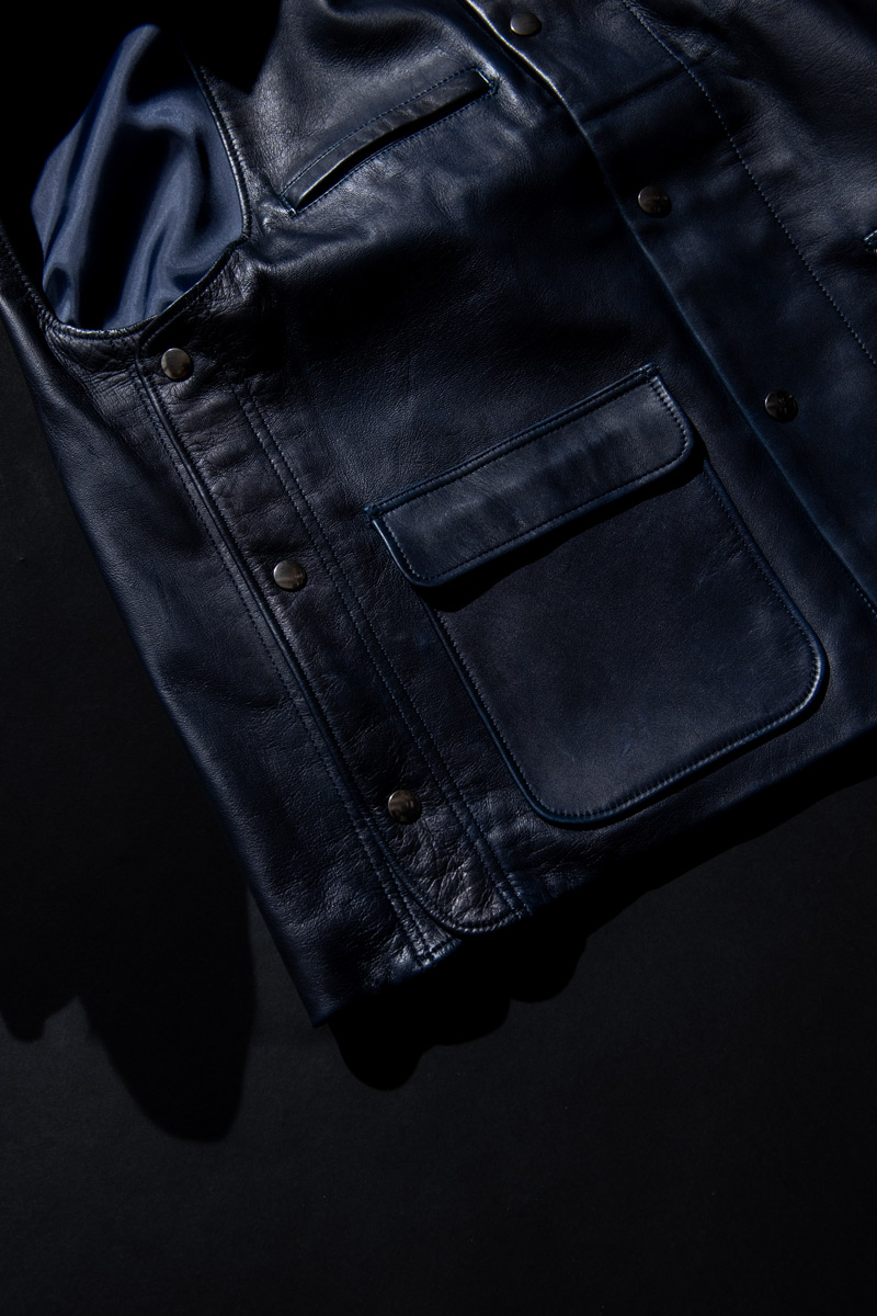 インディゴシープレザーベスト