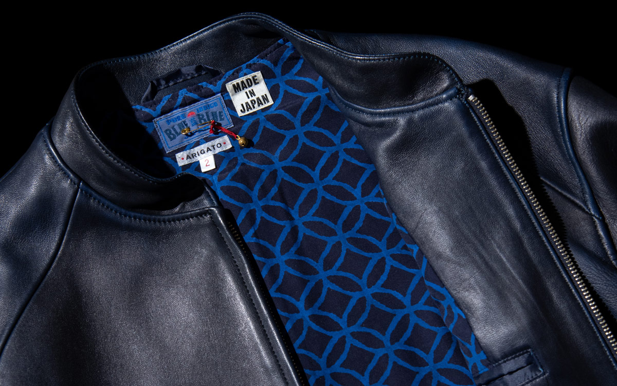インディゴシープレザー シングルライダースジャケット