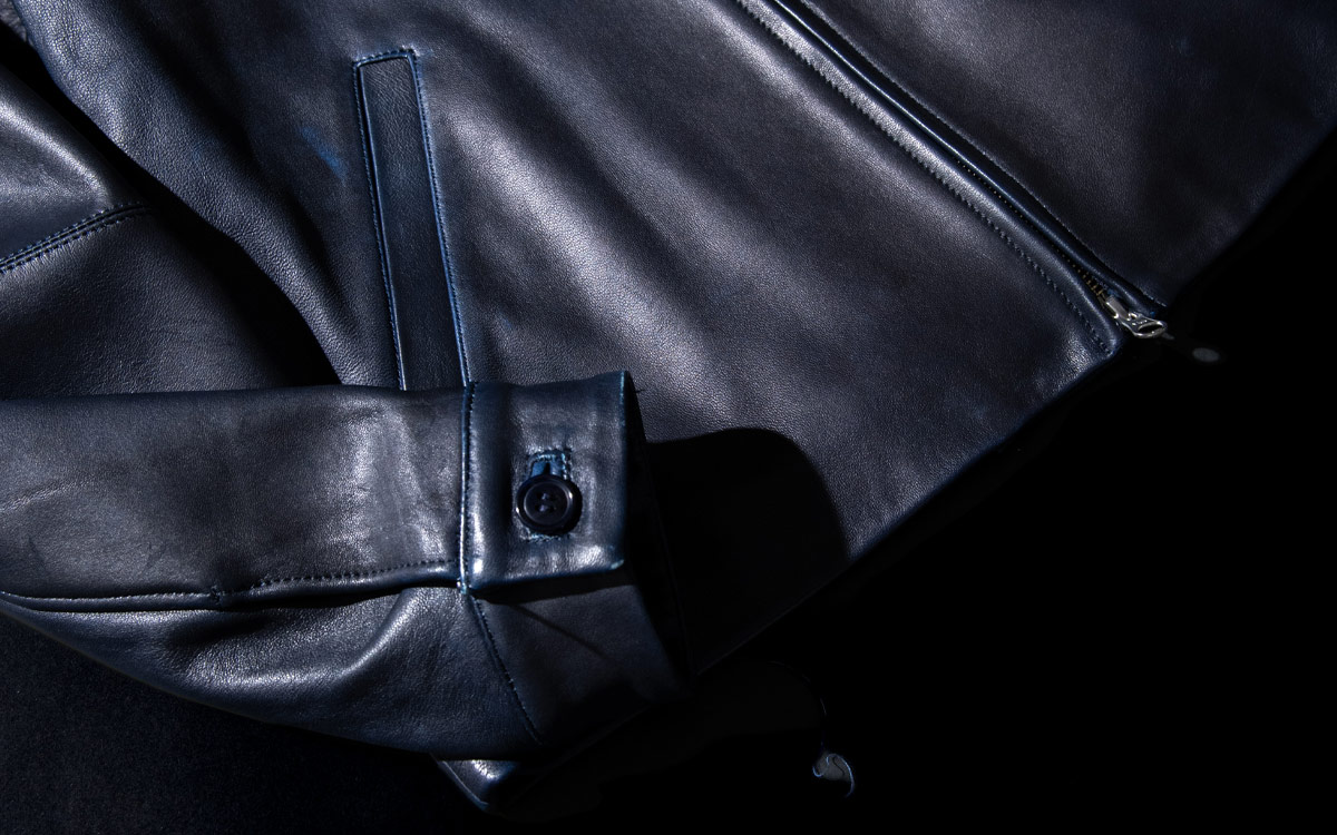 インディゴシープレザー シングルライダースジャケット