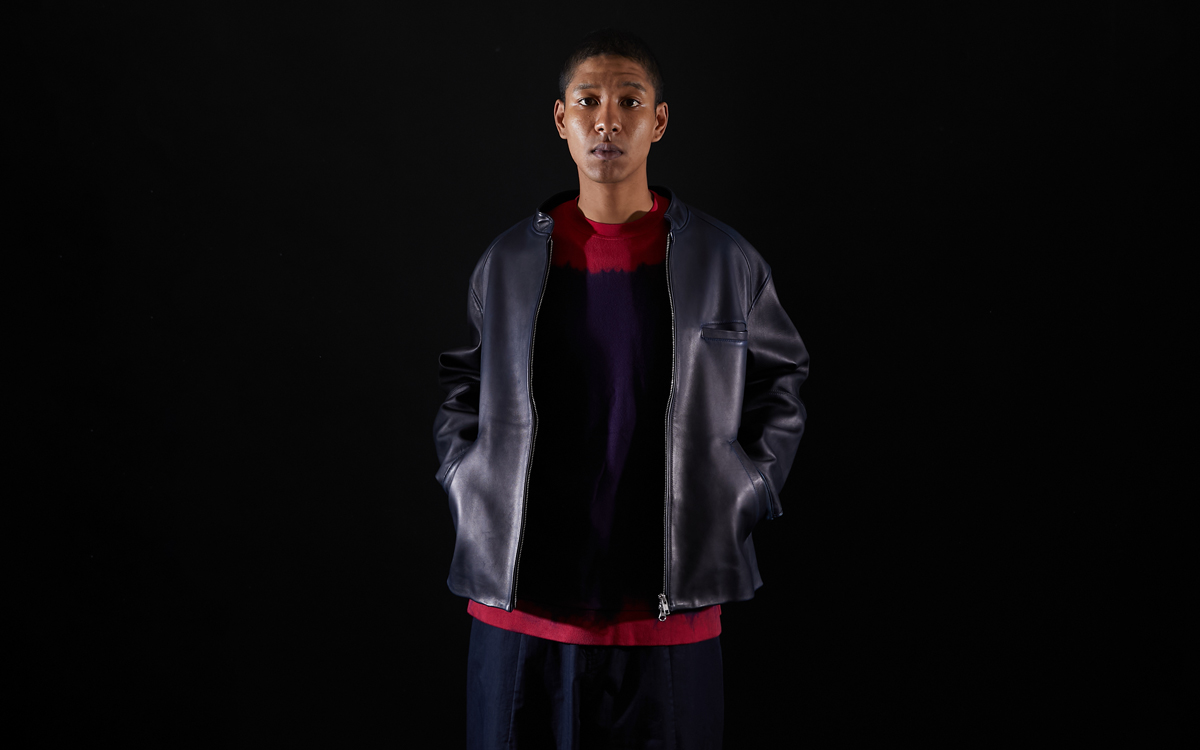 インディゴシープレザー シングルライダースジャケット