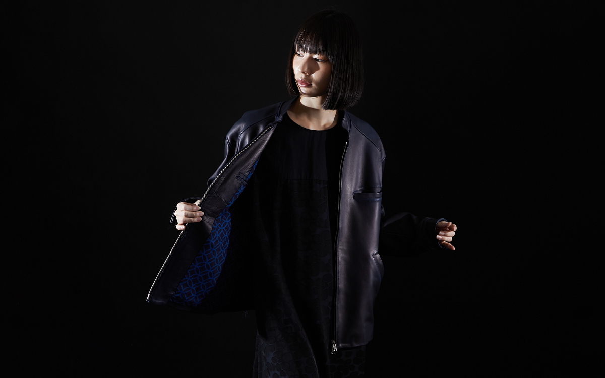 インディゴシープレザー シングルライダースジャケット