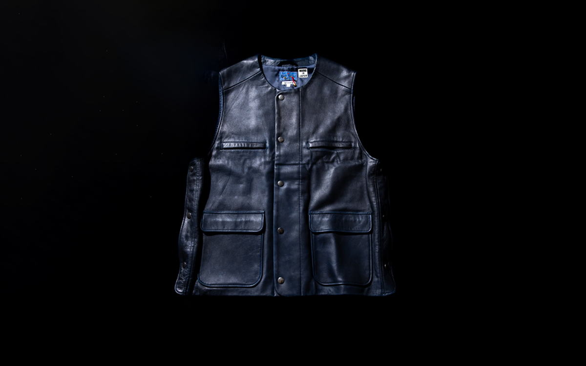 インディゴシープレザーベスト