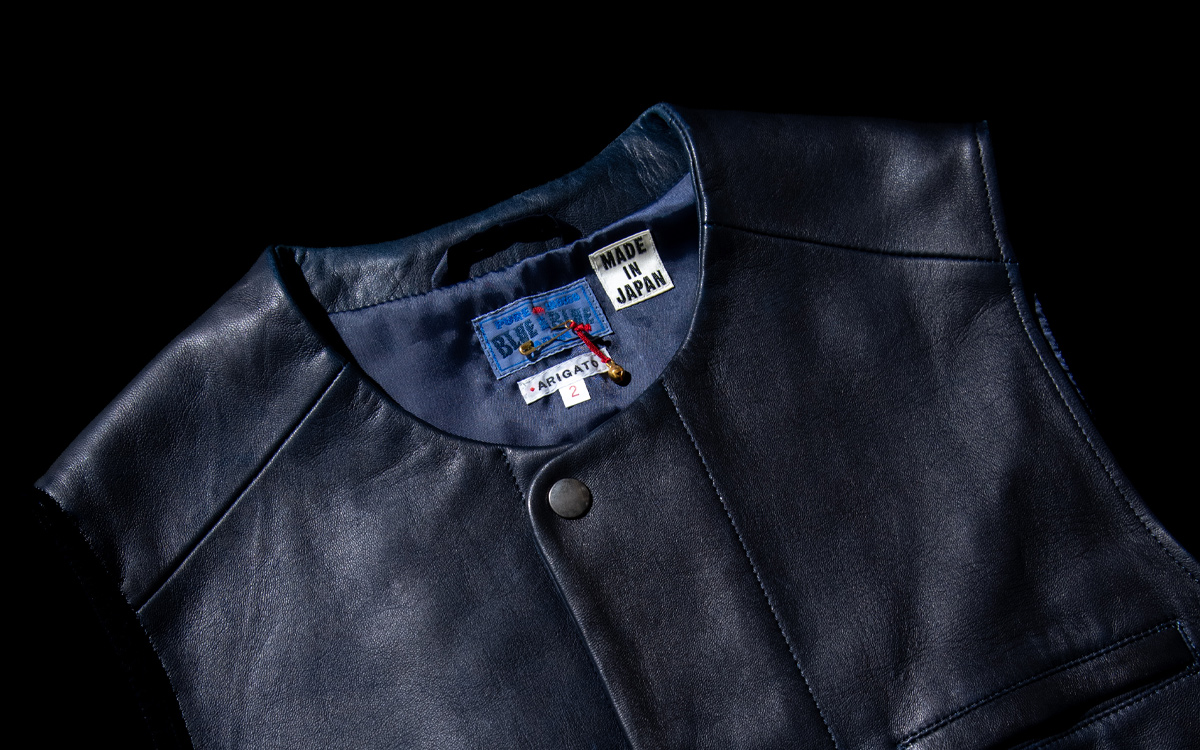 インディゴシープレザーベスト